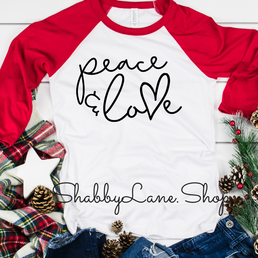 Peace and Love - red sleeves tee Shabby Lane