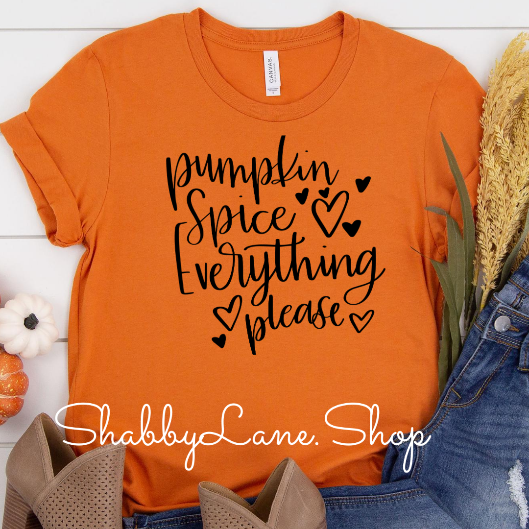 Pumpkin spice everything ! Orange black letters tee Shabby Lane