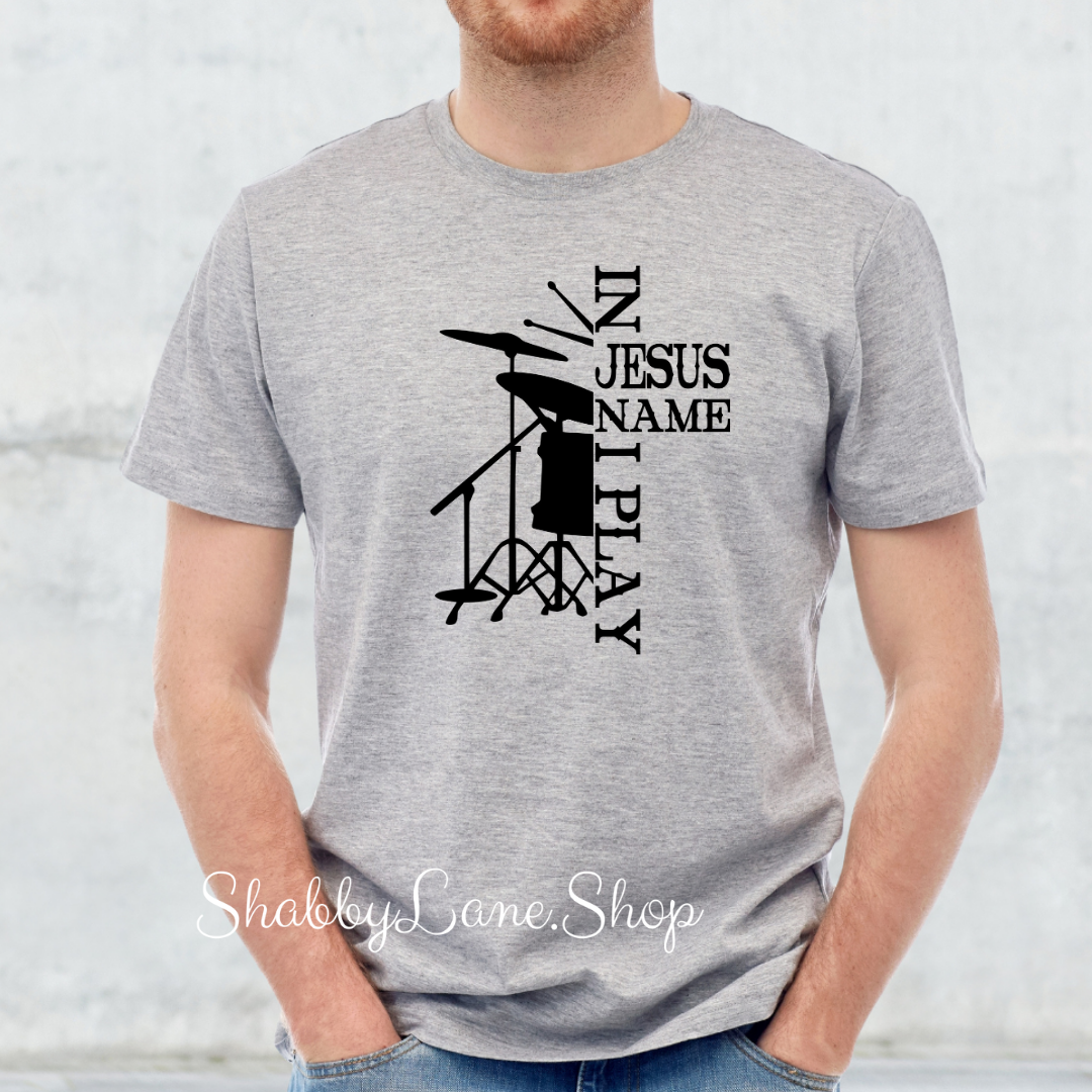 In Jesus name I play - Gray T-shirt tee Shabby Lane