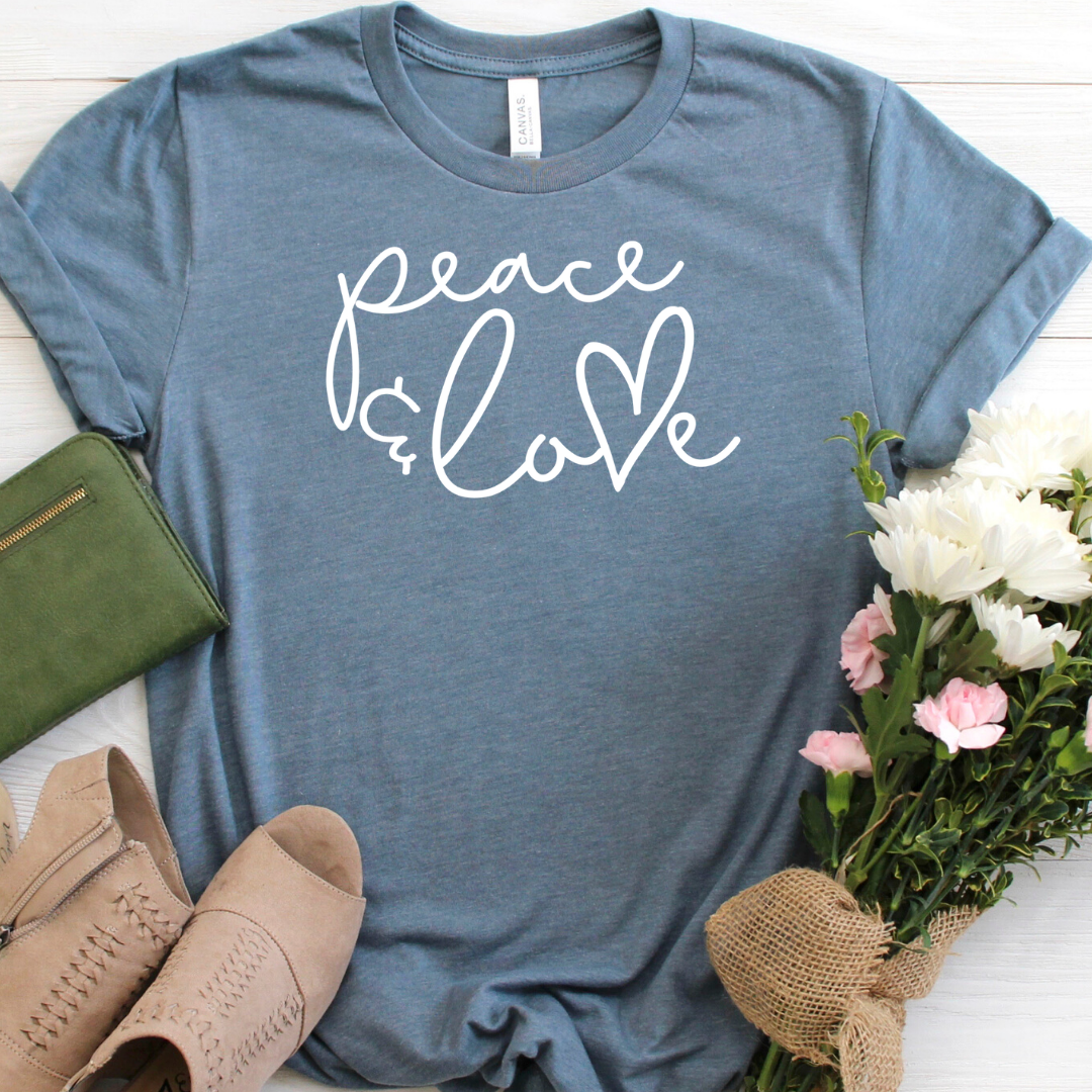 Peace and Love tee grey slate tee Shabby Lane