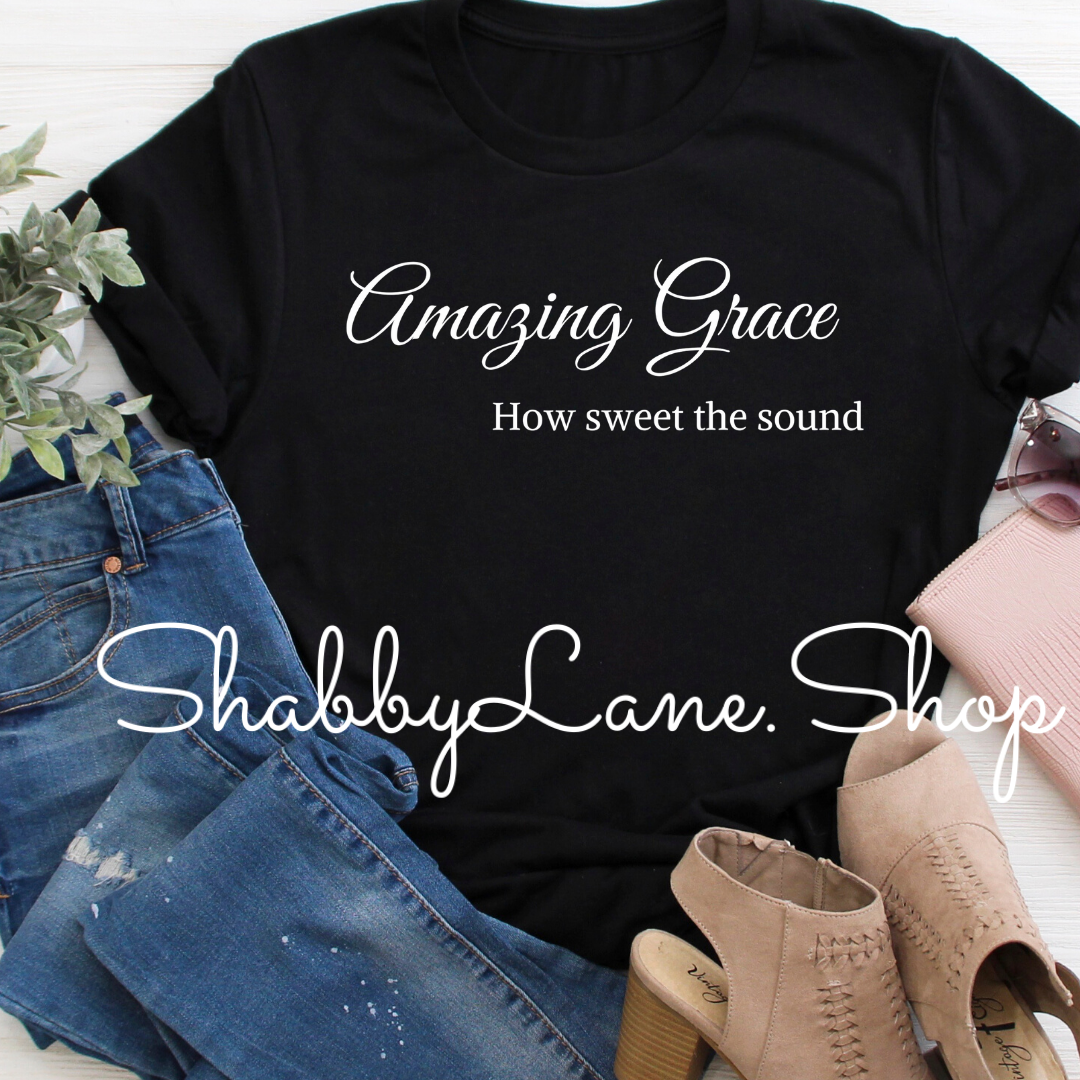 Amazing Grace how sweet the sound tee black tee Shabby Lane
