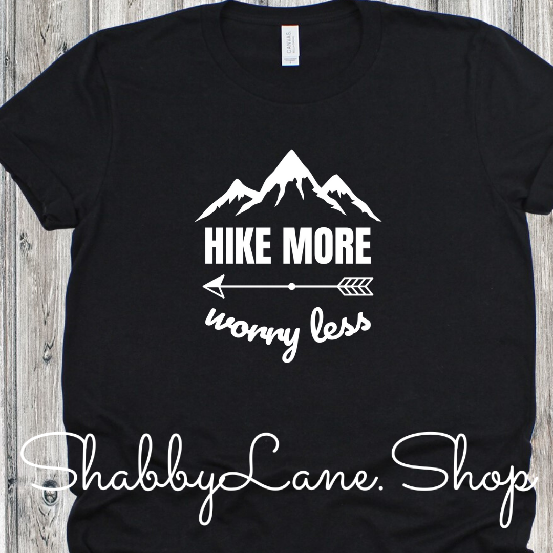 Hike More Worry Less - black tee Shabby Lane