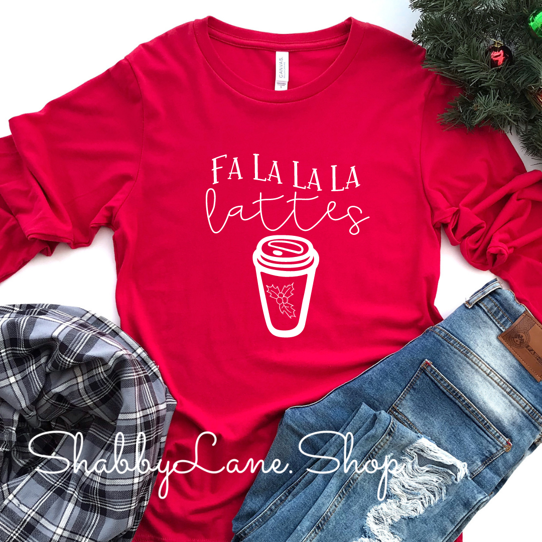 Falalala latte - red long sleeve tee Shabby Lane