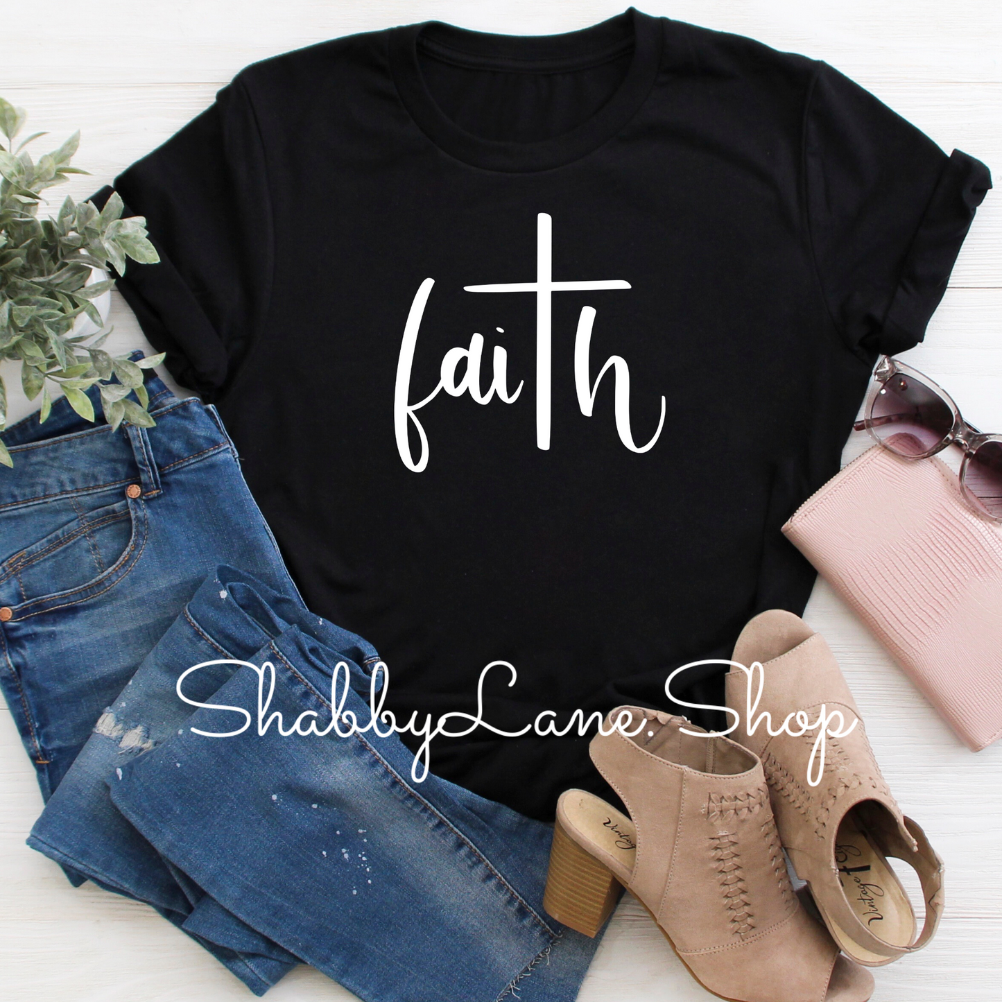 Faith black tee tee Shabby Lane