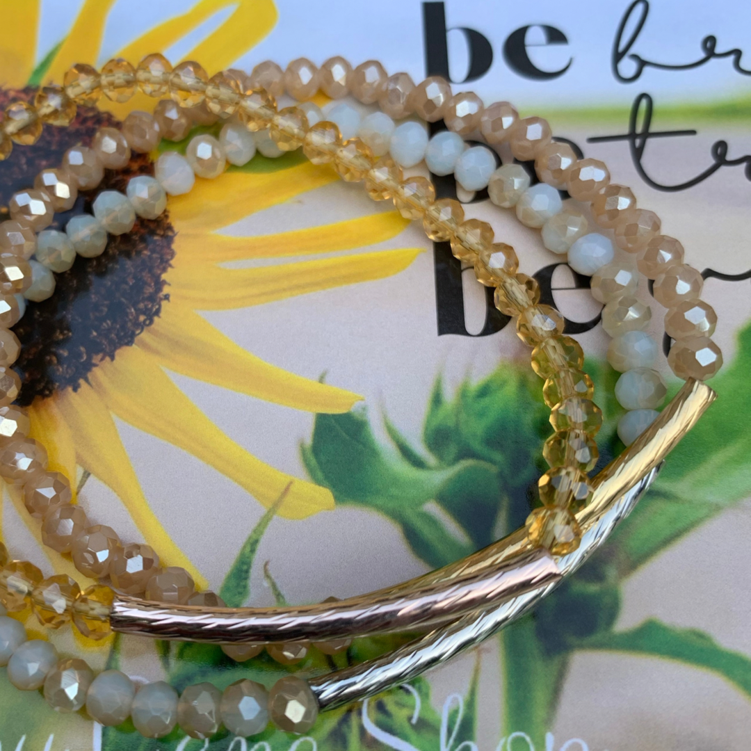 Beaded gold bracelet trio Shabby Lane