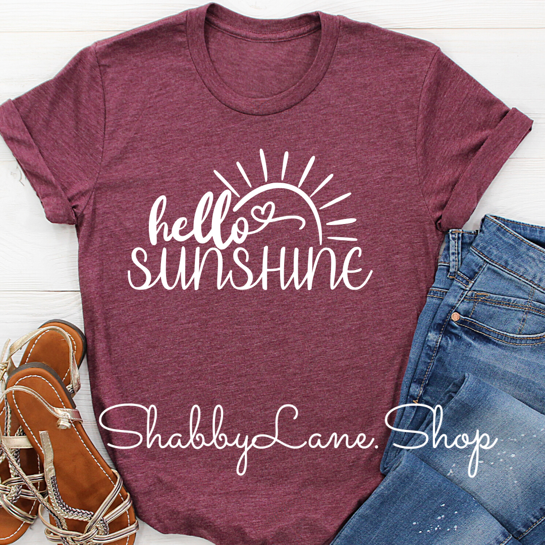 Hello Sunshine! - heather Raspberry tee Shabby Lane