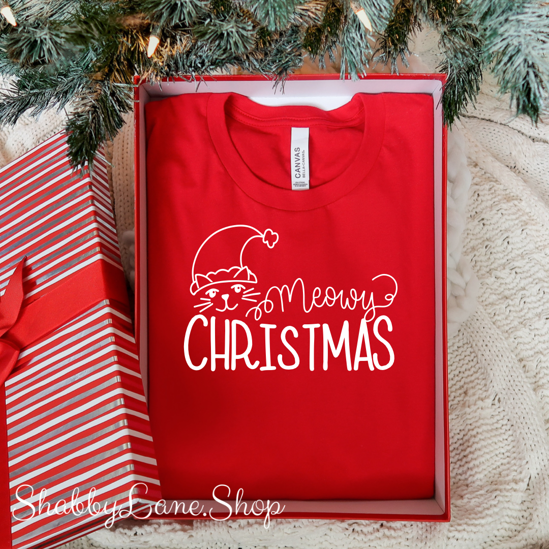 Meowy Christmas - cat Red tee Shabby Lane