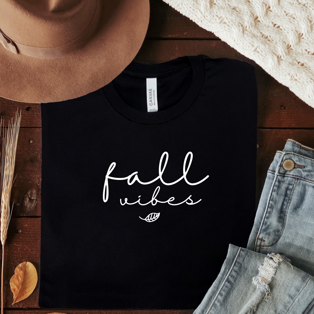 Fall vibes leaf - Black t-shirt tee Shabby Lane