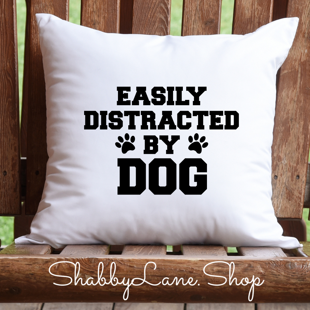Easily distracted dog - white pillow Shabby Lane
