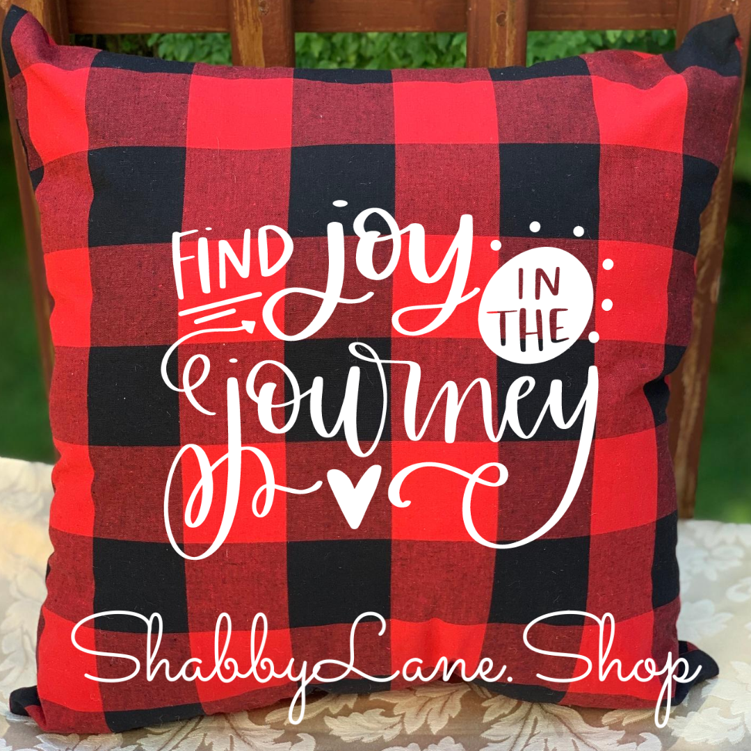 Find Joy in the Journey - Red Buffalo plaid pillow Shabby Lane