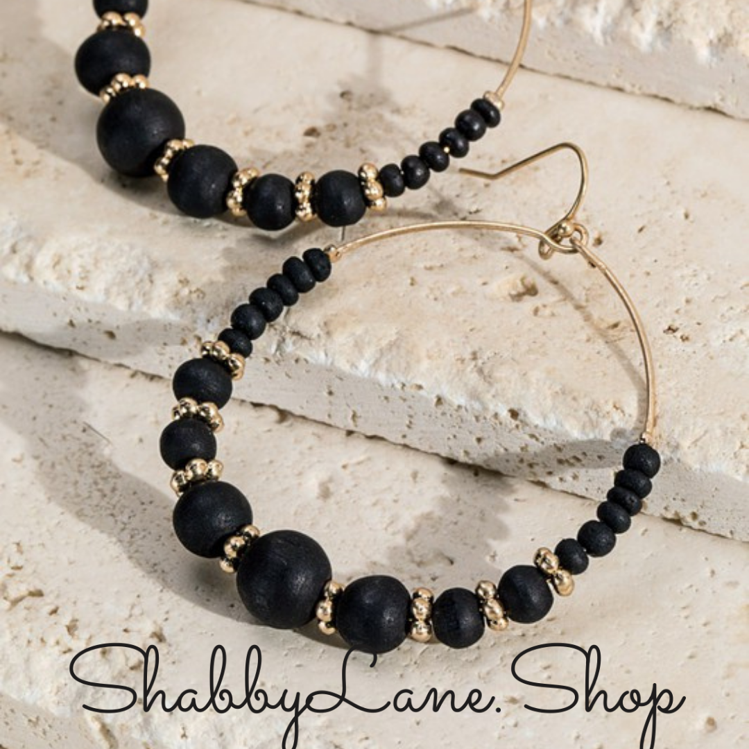 Beautiful wood bead earrings -black Earrings Shabby Lane