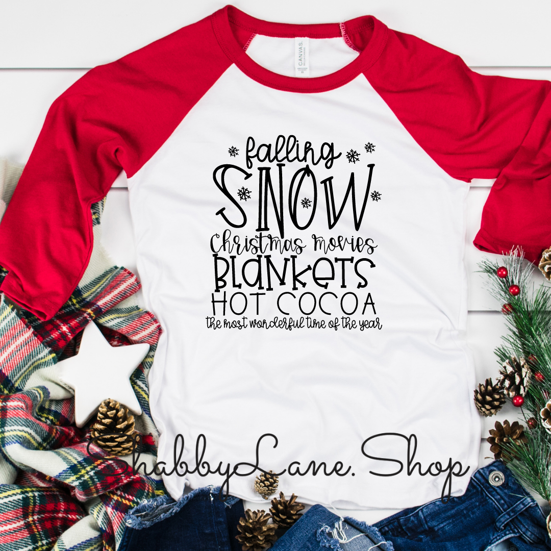 Falling Snow - red sleeves tee Shabby Lane