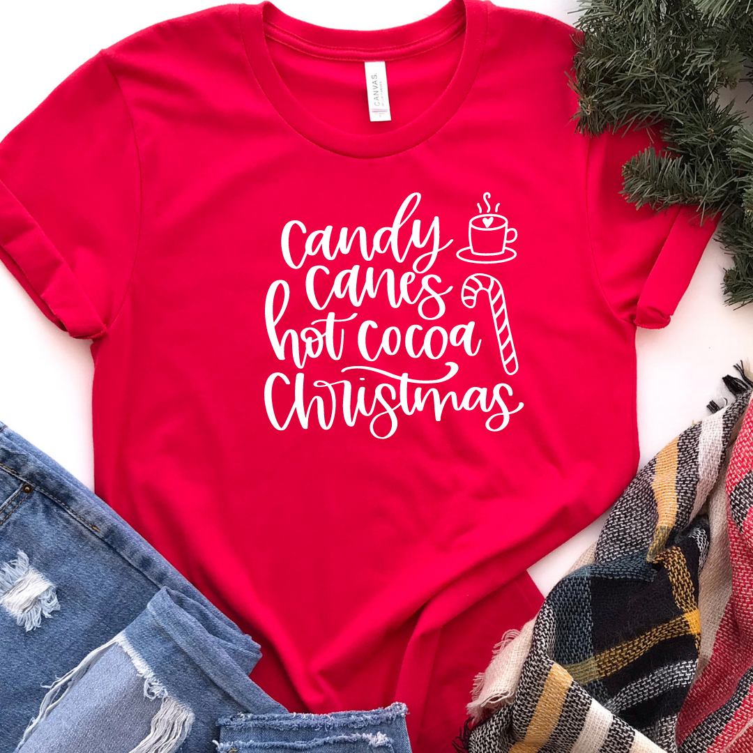 Candy Canes Hot Cocoa Christmas - Red Short Sleeve tee Shabby Lane