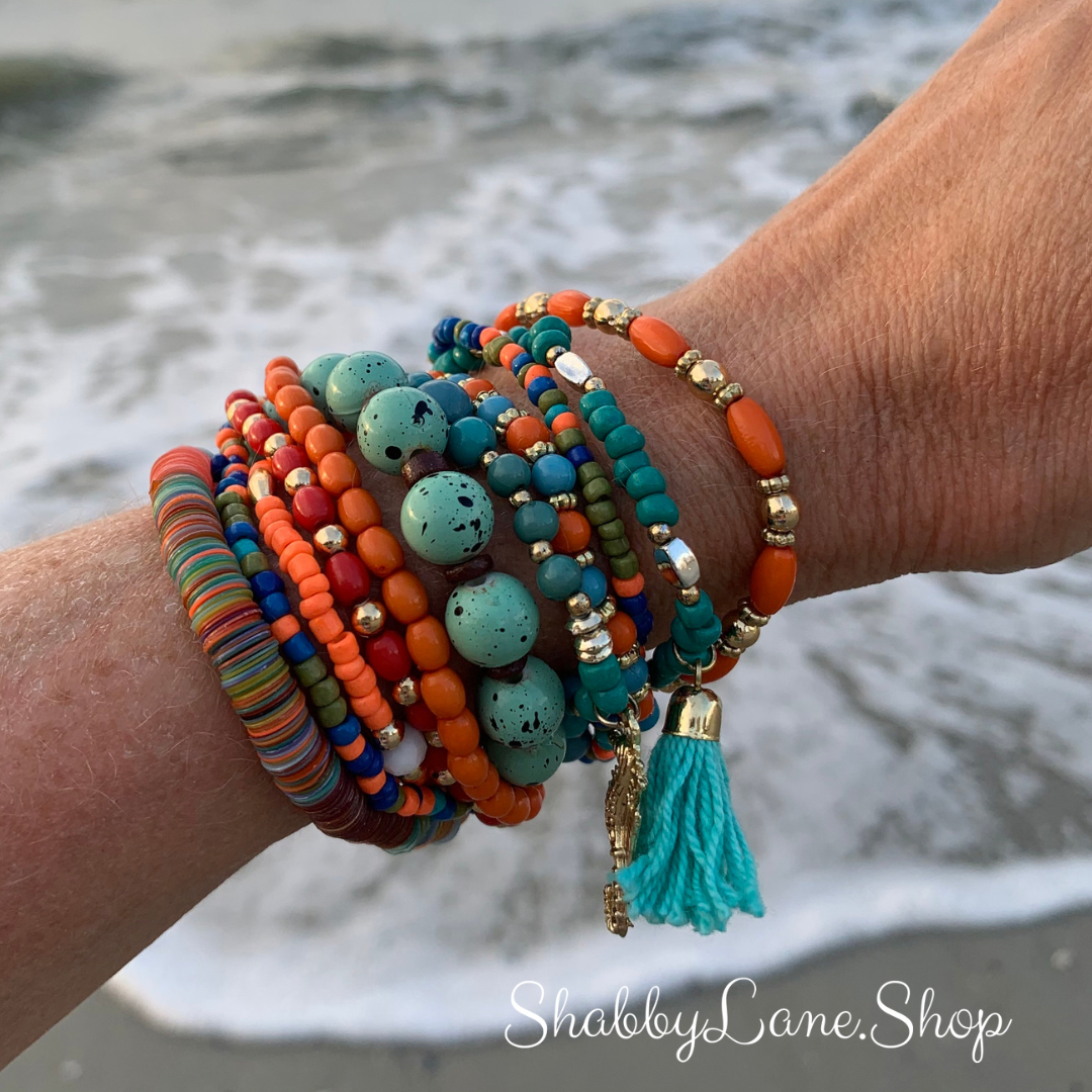 Ocean Reef stacked bracelet Mixed beads Shabby Lane