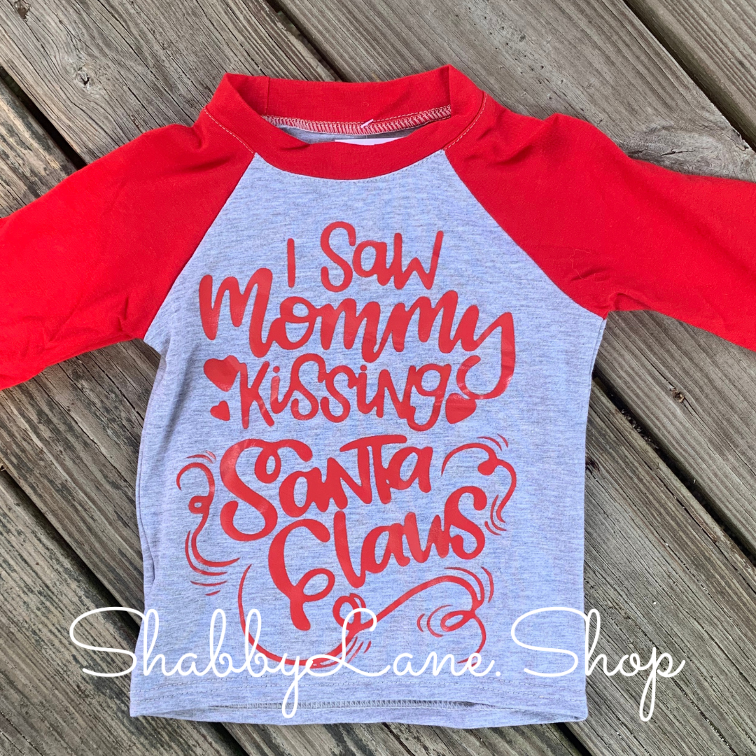 Mommy kissing Santa. Children tee long sleeves Shabby Lane