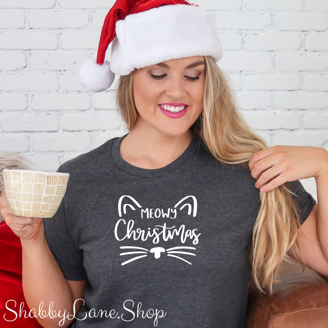Meowy Christmas - Dk Gray tee Shabby Lane