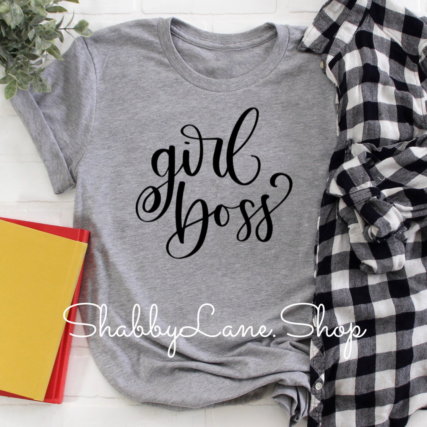 Girl Boss- Heather grey tee Shabby Lane