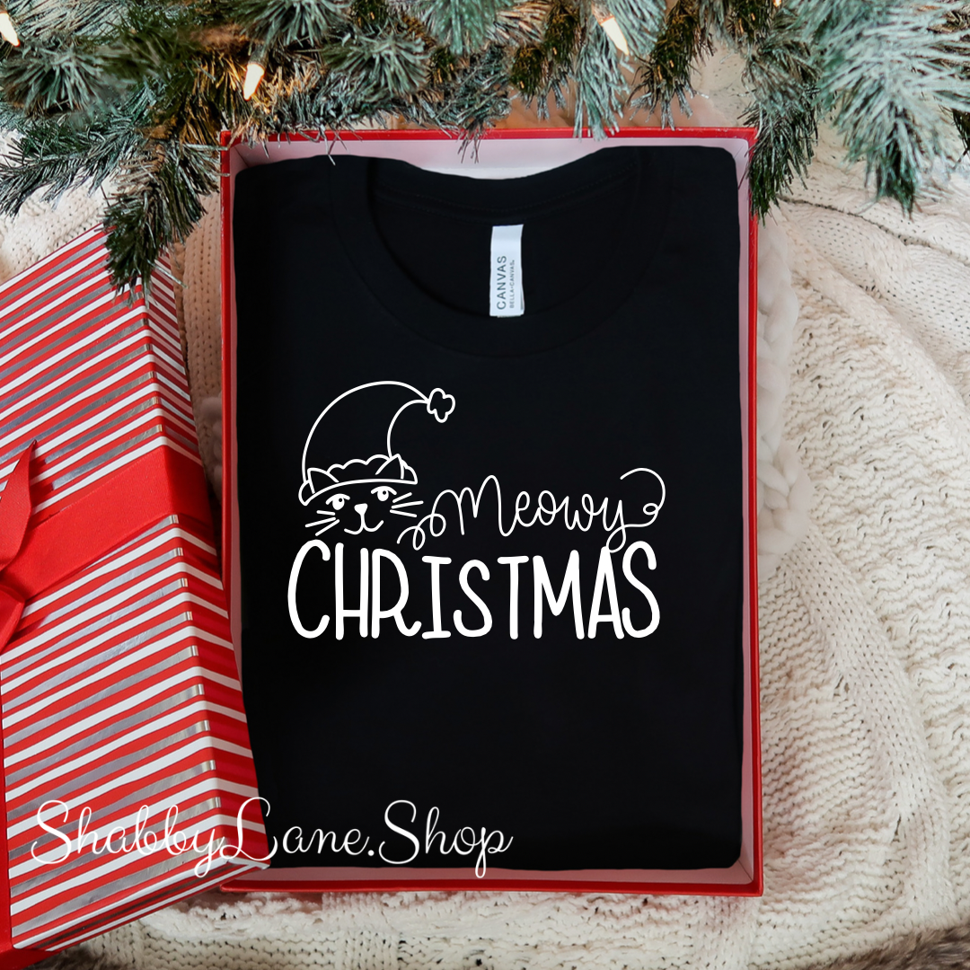 Meowy Christmas - cat Black tee Shabby Lane