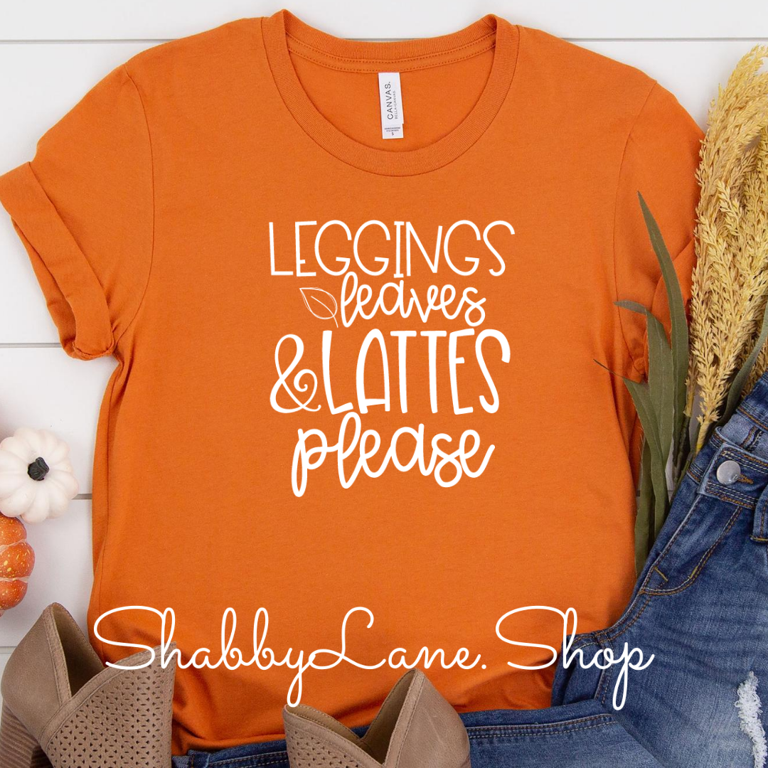 Leggings leaves and lattes Burnt orange tee Shabby Lane