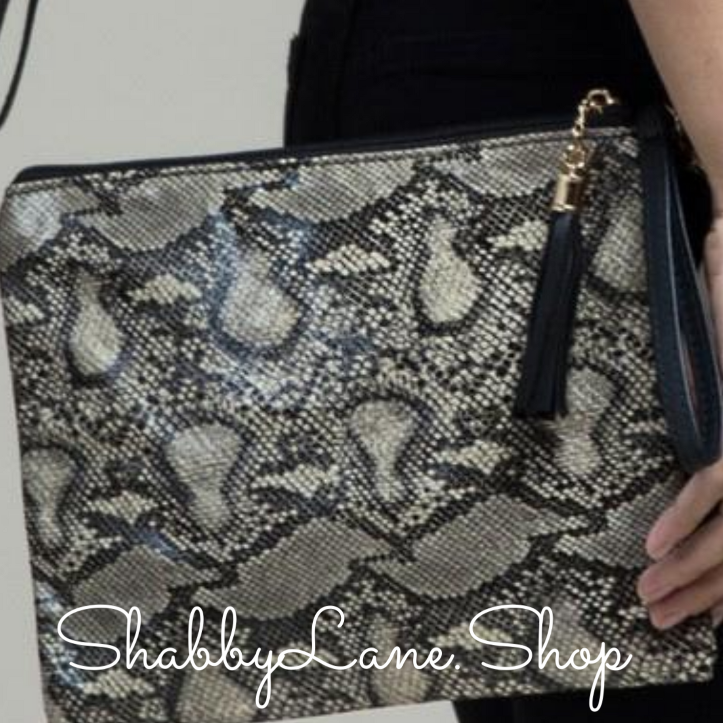 Snakeskin crossbody/wristlet Shabby Lane