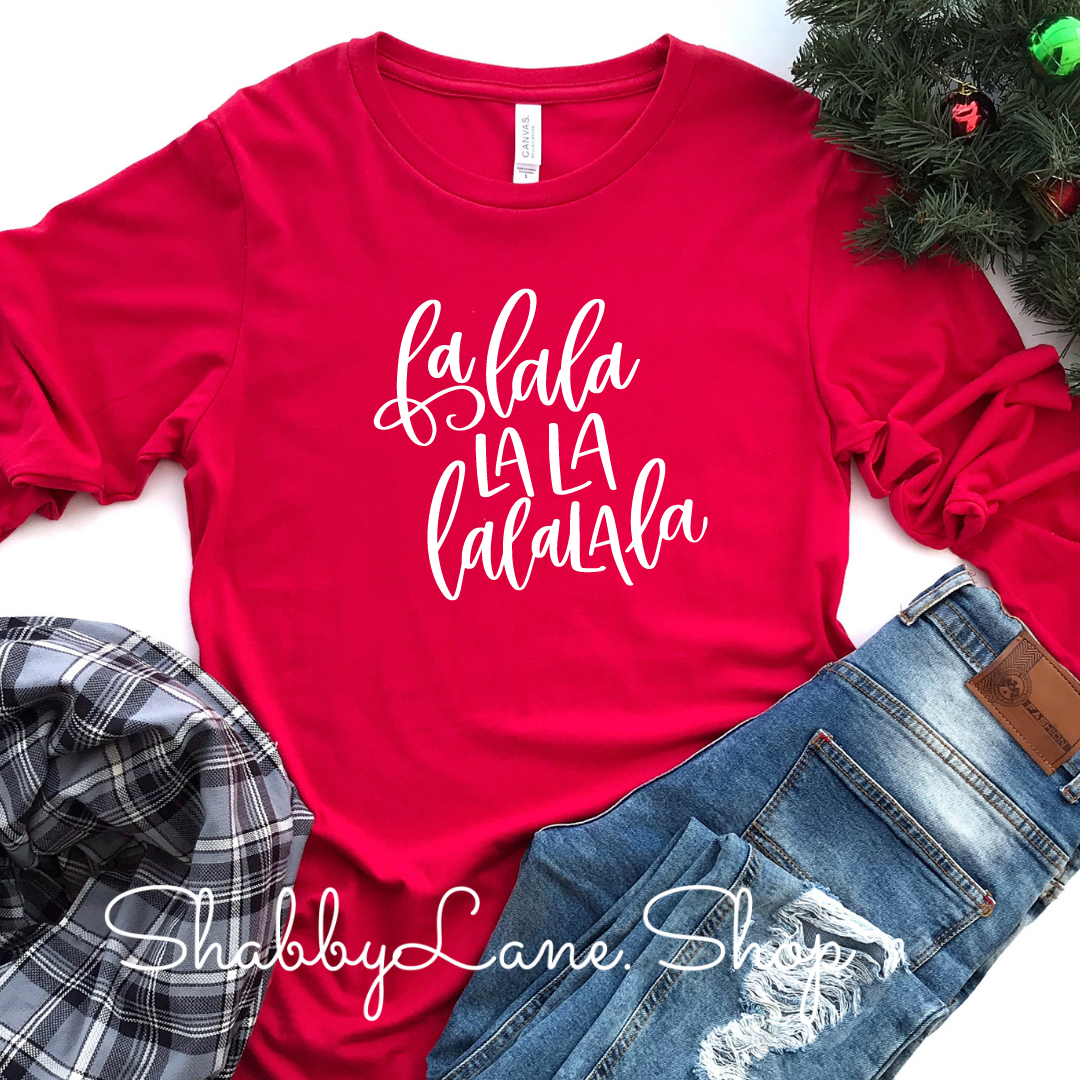 Falalala- red long sleeve tee Shabby Lane