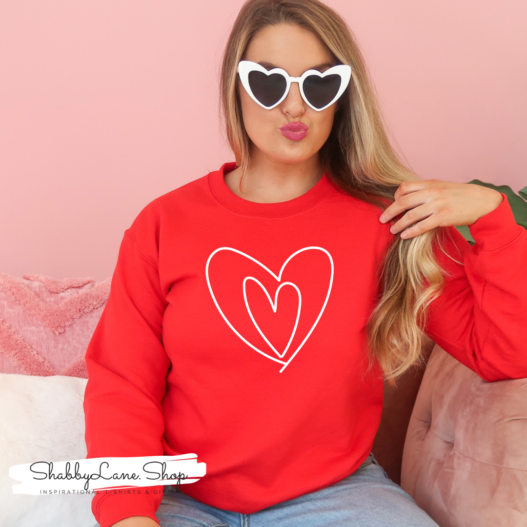 Double heart- sweatshirt- Red tee Shabby Lane