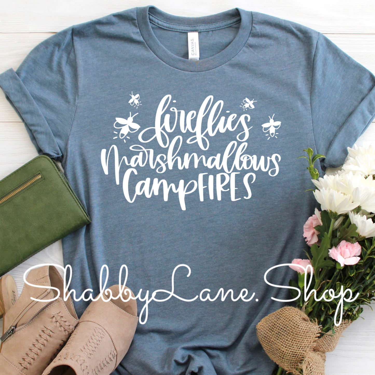 Fireflies and Marshmallows- Heather Slate tee Shabby Lane