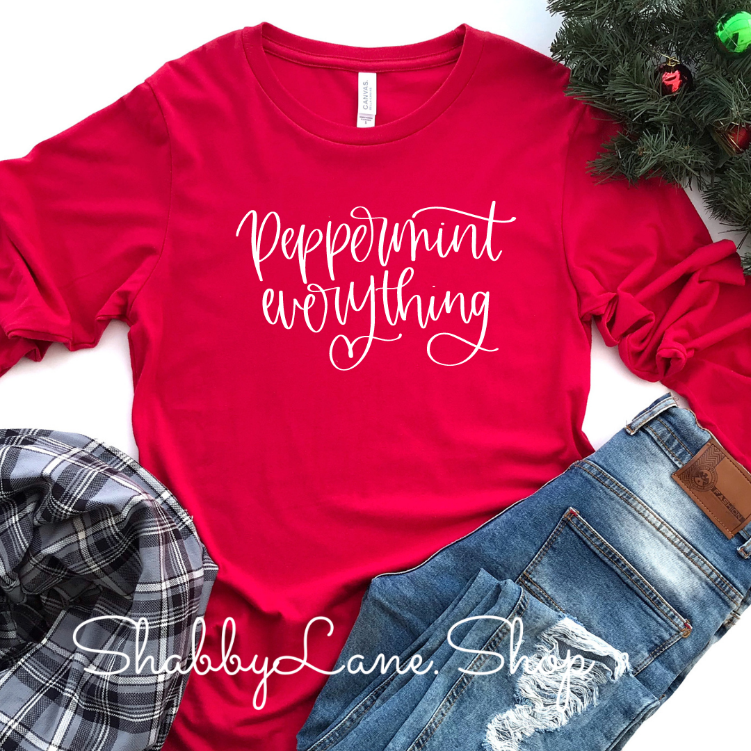 Peppermint everything- red long sleeve tee Shabby Lane