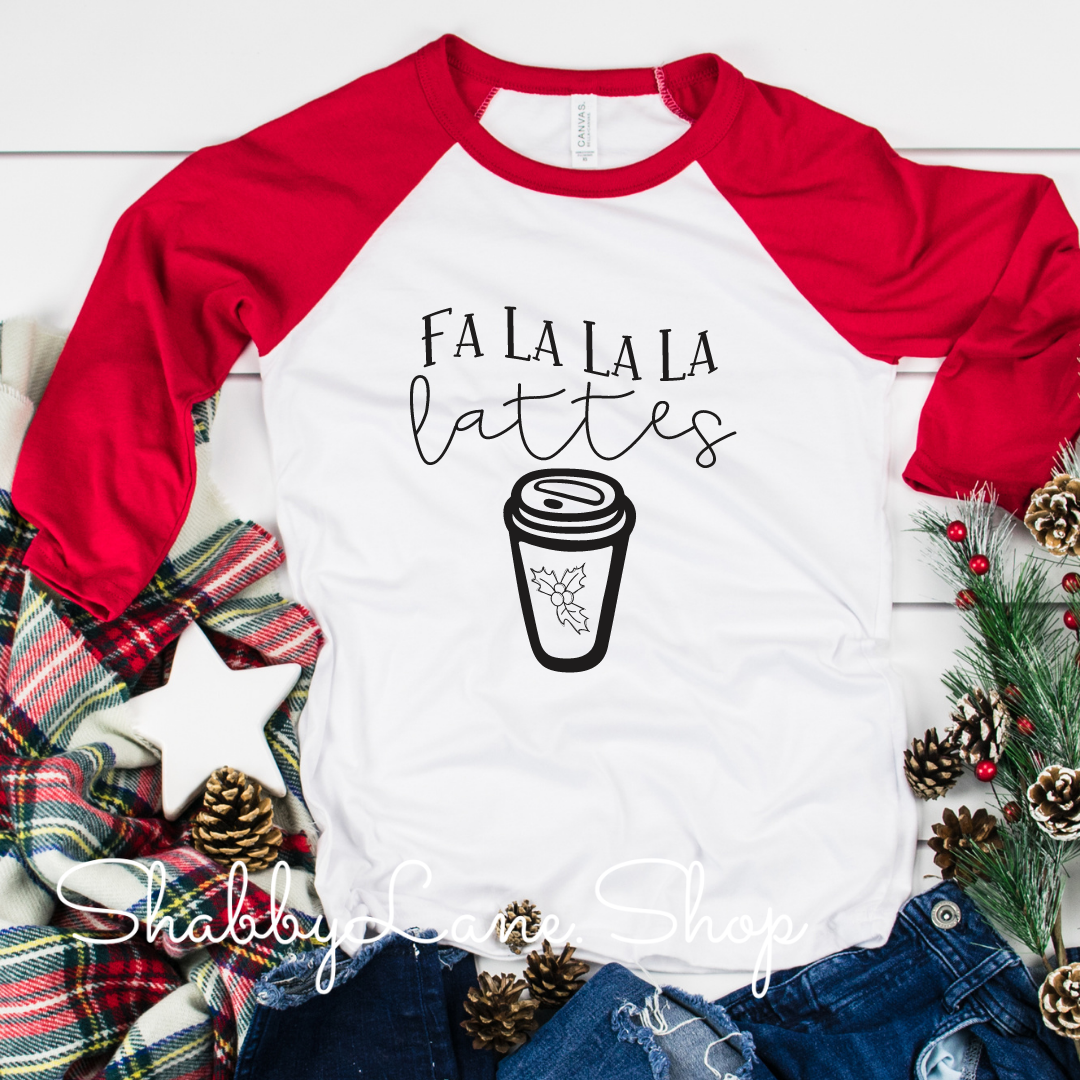 Falalala latte - red sleeves tee Shabby Lane