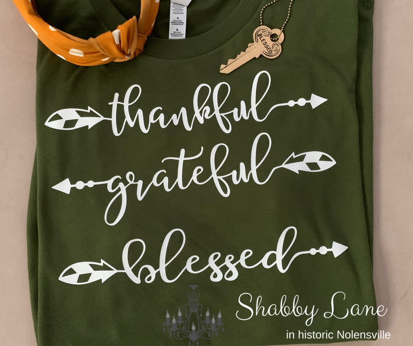 Thankful Grateful Blessed tee Shabby Lane