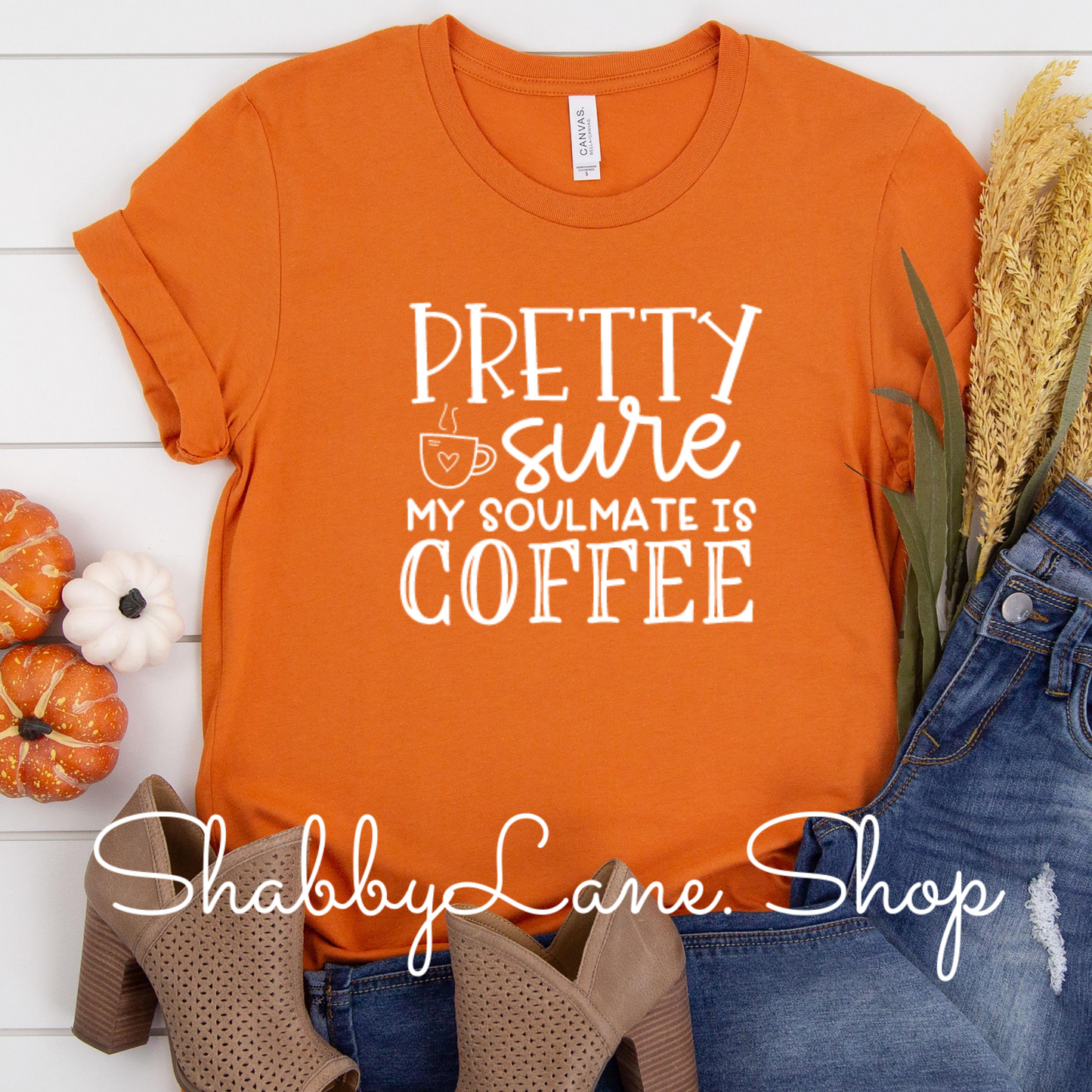 Coffee soulmate- burnt orange tee Shabby Lane