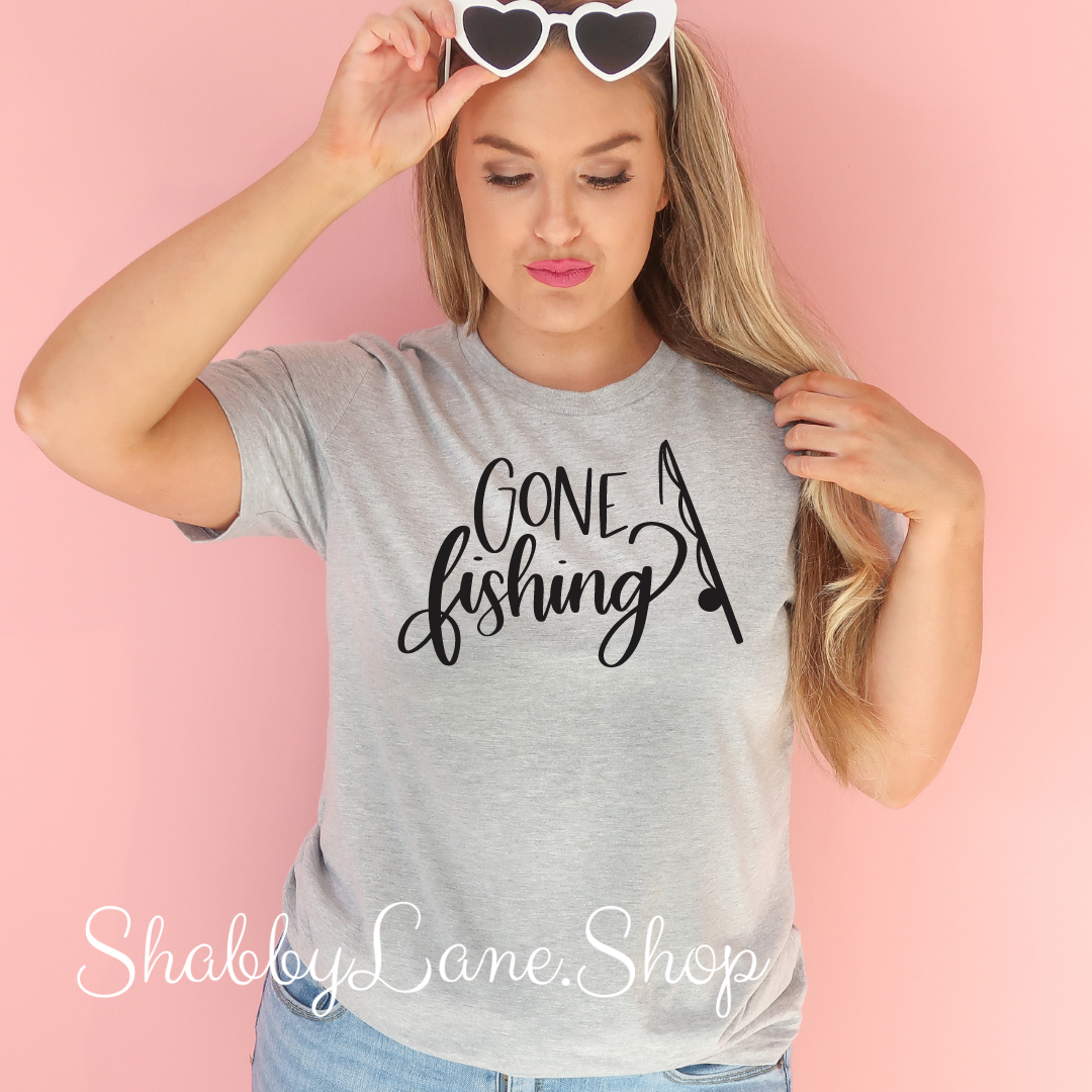 Gone Fishing - Light Gray T-shirt tee Shabby Lane