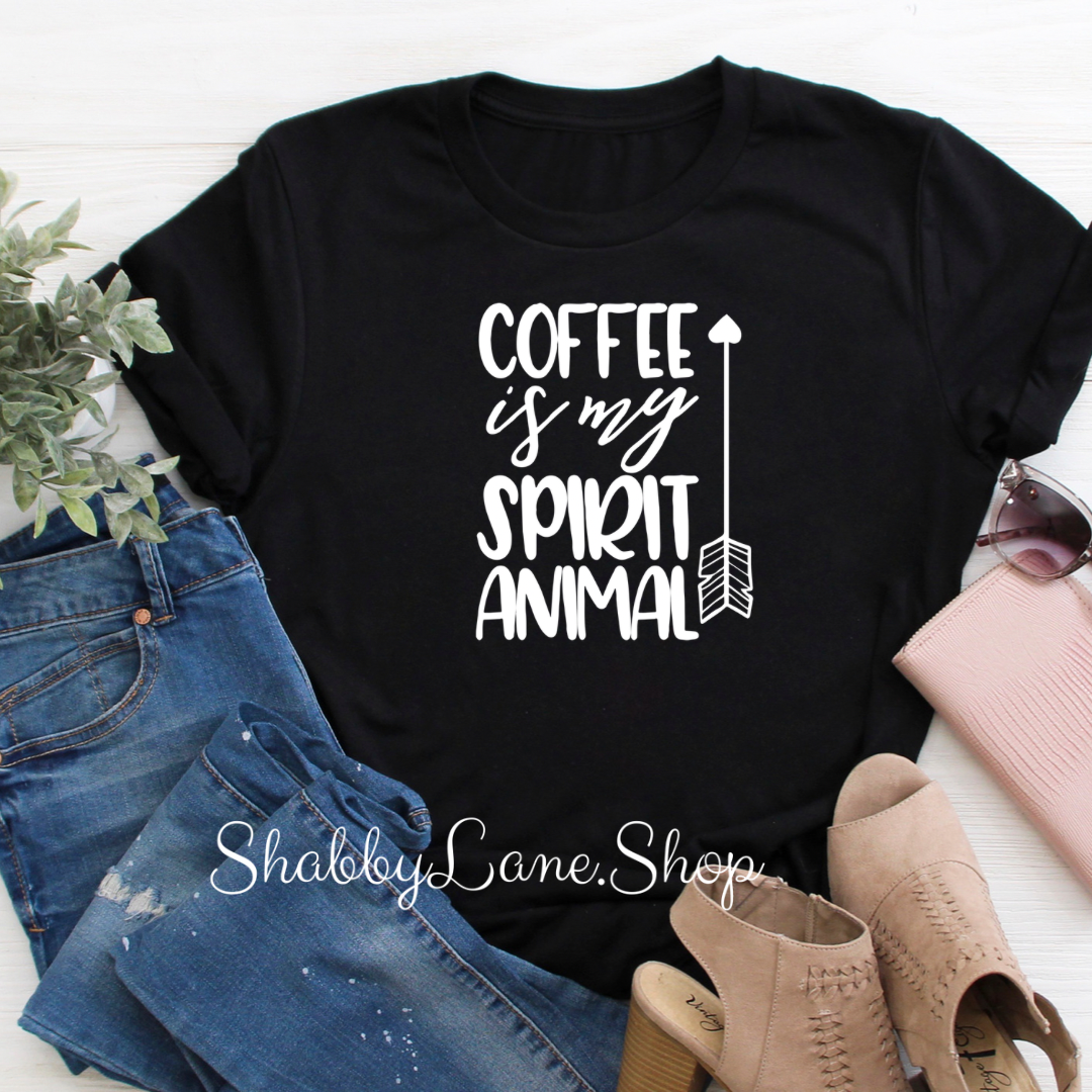 Coffee is my Spirit Animal - Black T-shirt tee Shabby Lane