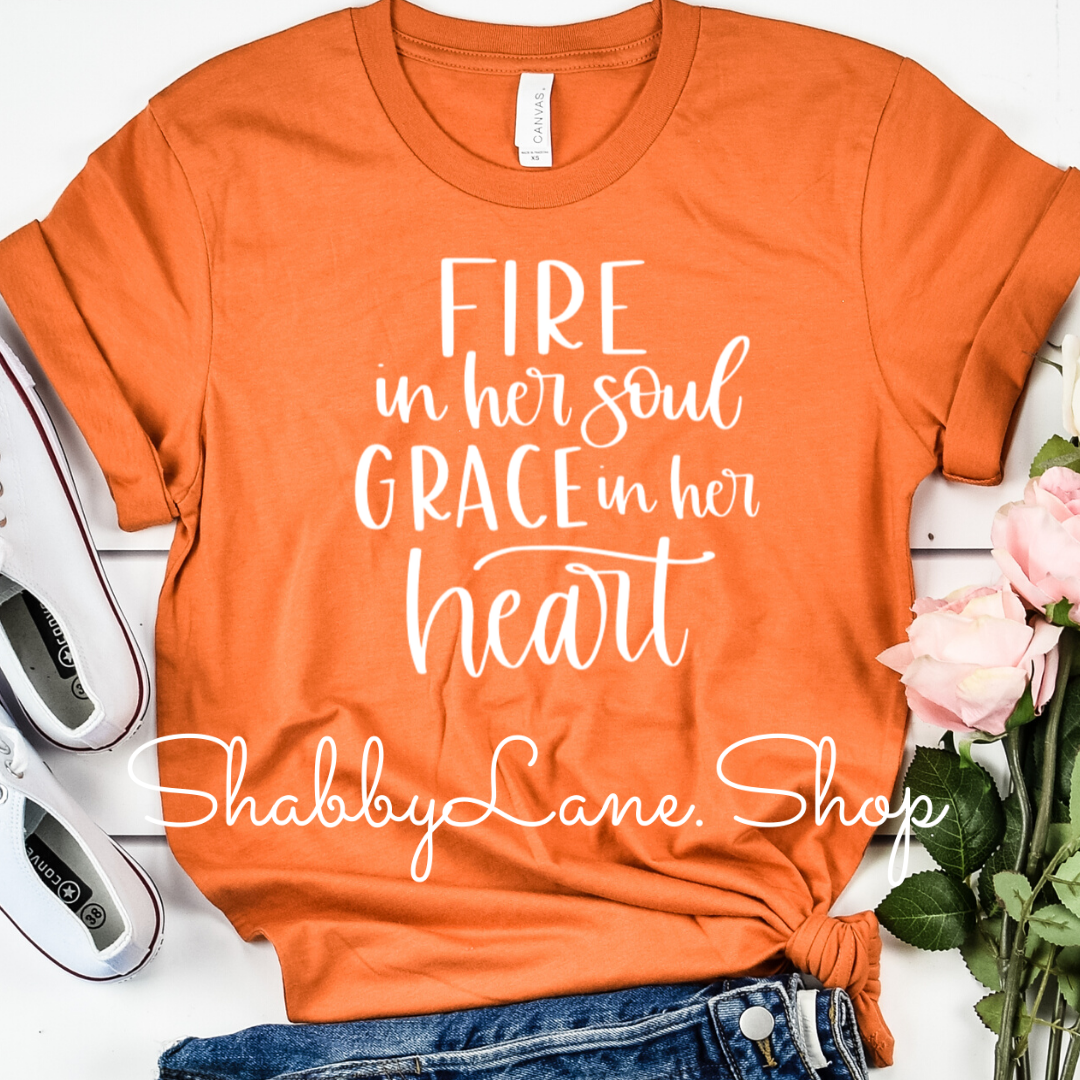 Fire in her soul - burnt orange tee Shabby Lane