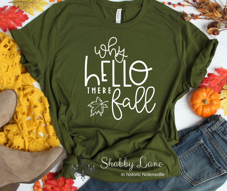 Why Hello there Fall - olive t-shirt tee Shabby Lane