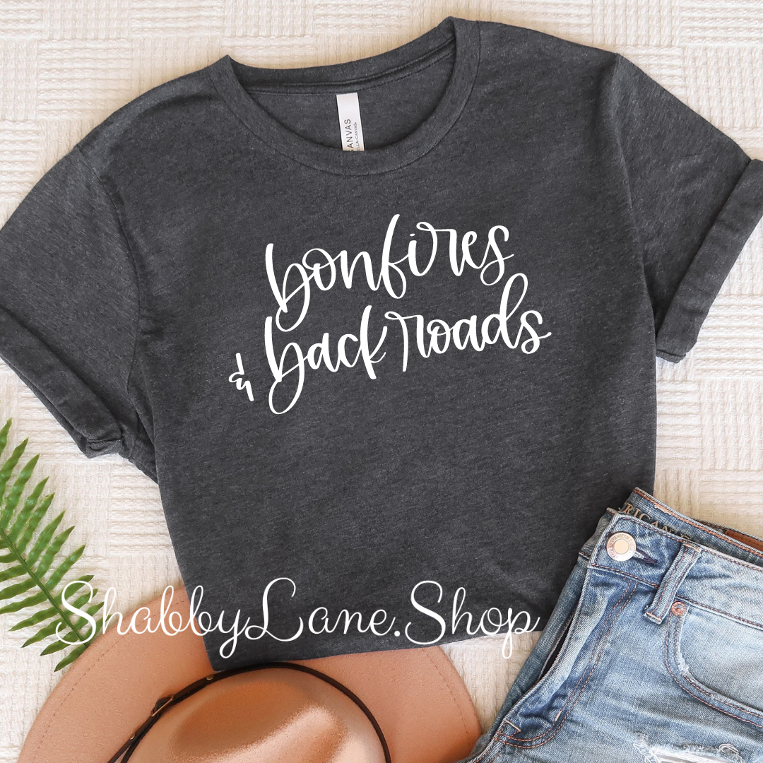 Bonfires and back roads - T-Shirt - Dark Gray tee Shabby Lane