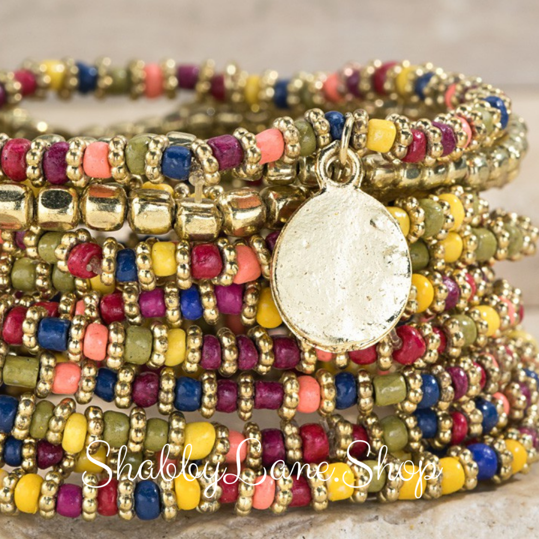 Gorgeous multi tone seed bead stacked bracelet Mixed beads Shabby Lane