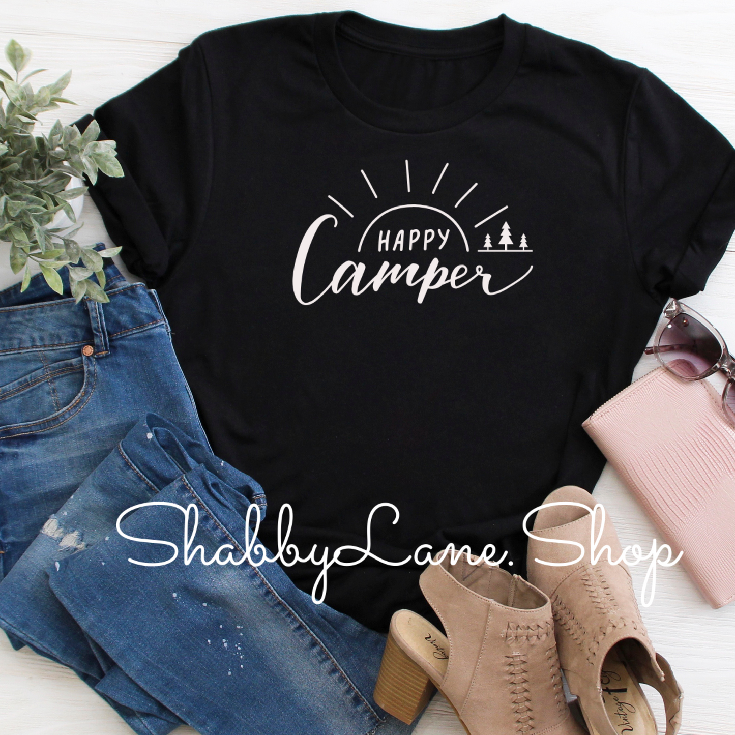 Happy Camper black tee tee Shabby Lane