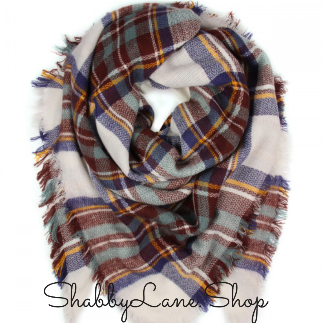 Beautiful blanket scarf - burgundy and blue Shabby Lane