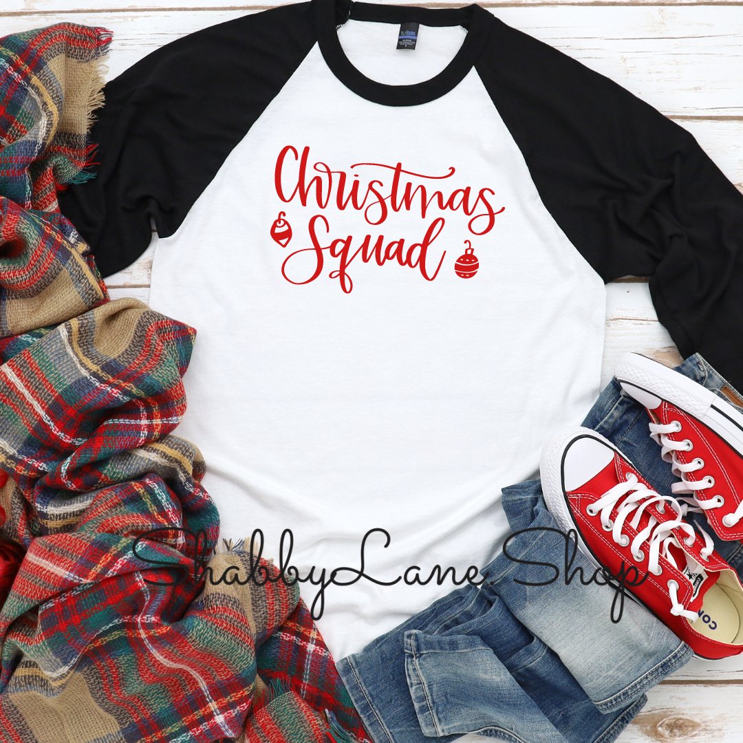 Christmas squad- black sleeves tee Shabby Lane