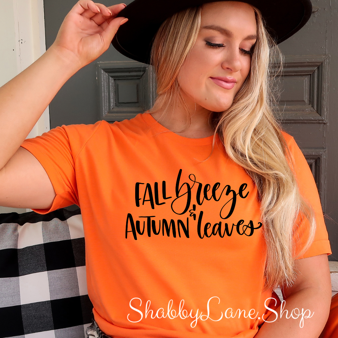 Fall Breeze and Autumn leaves - orange T-shirt tee Shabby Lane