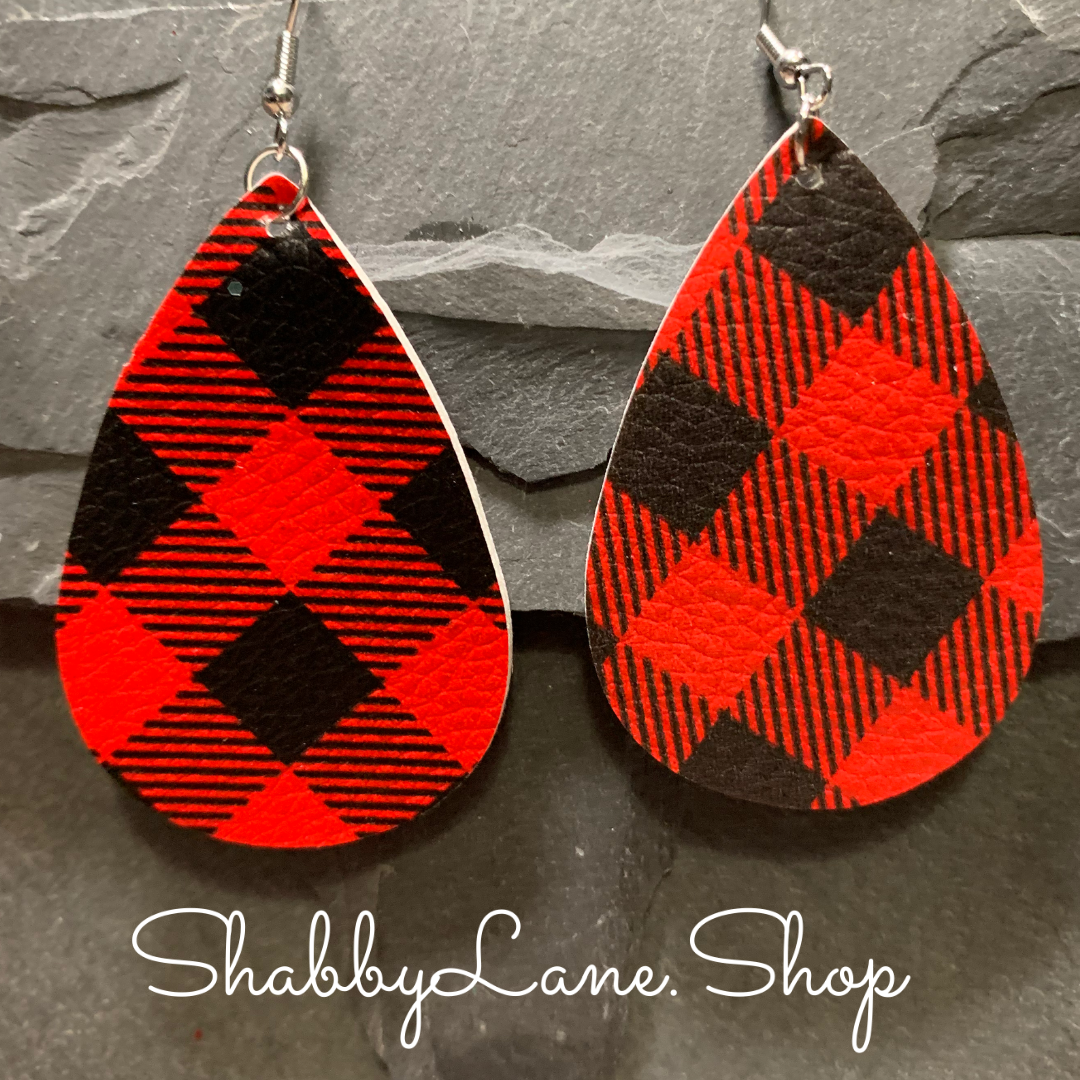 Buffalo plaid earrings -Red style 3 Shabby Lane