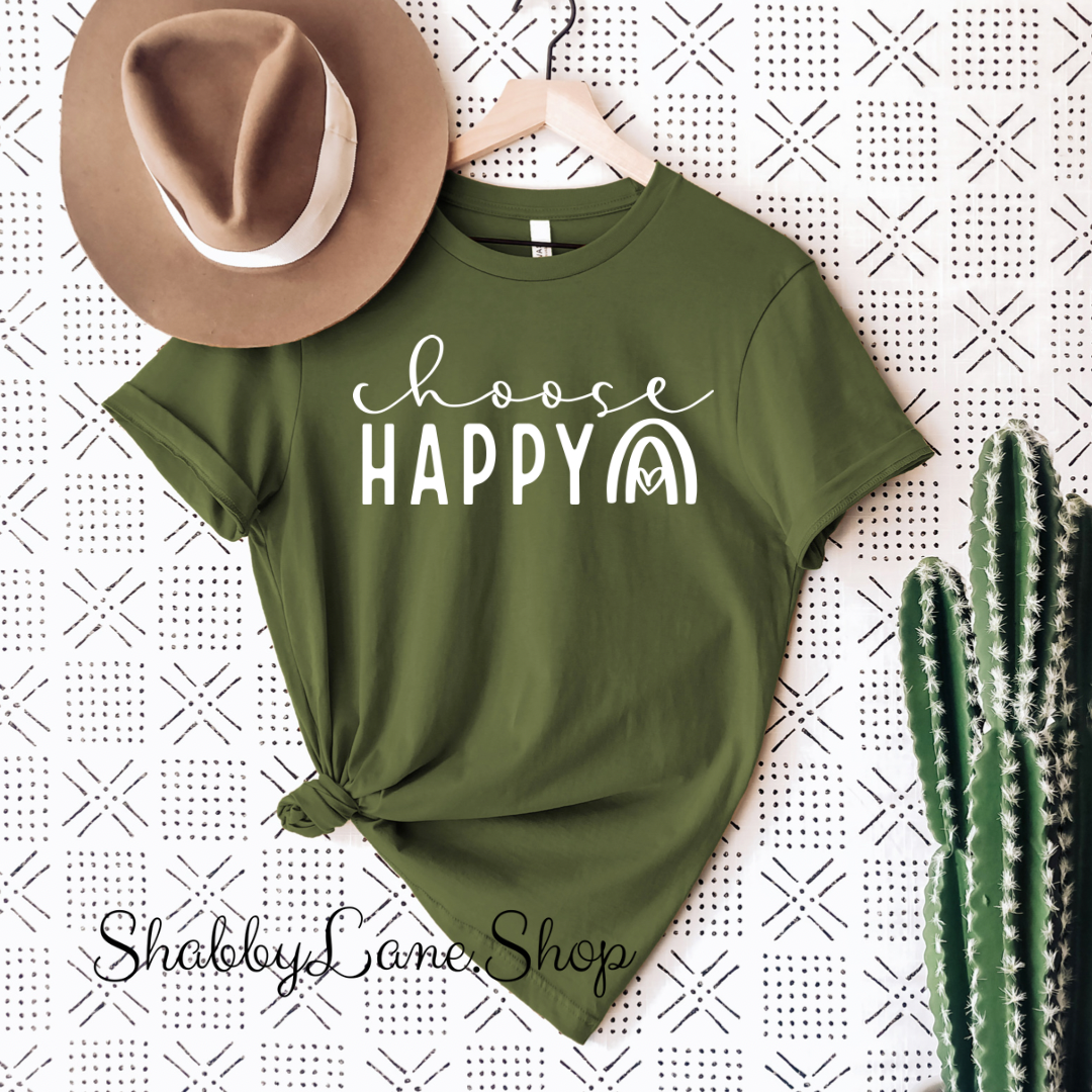 Choose Happy rainbow - Olive T-shirt tee Shabby Lane