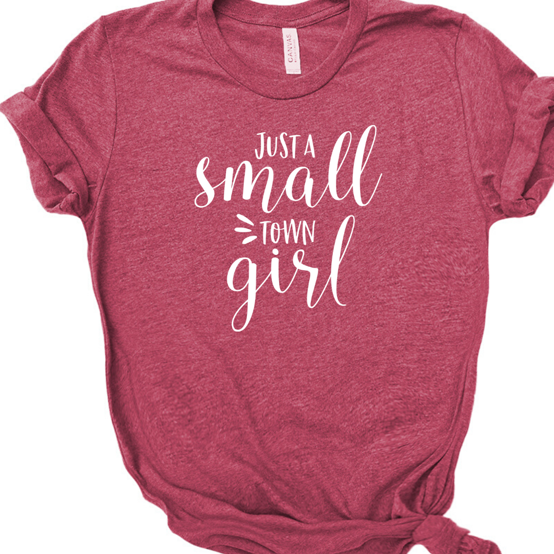 Just a Small Town Girl - Raspberry white tee Shabby Lane