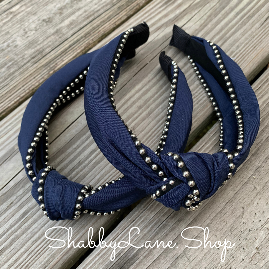 Beautiful Navy knotted headband Shabby Lane