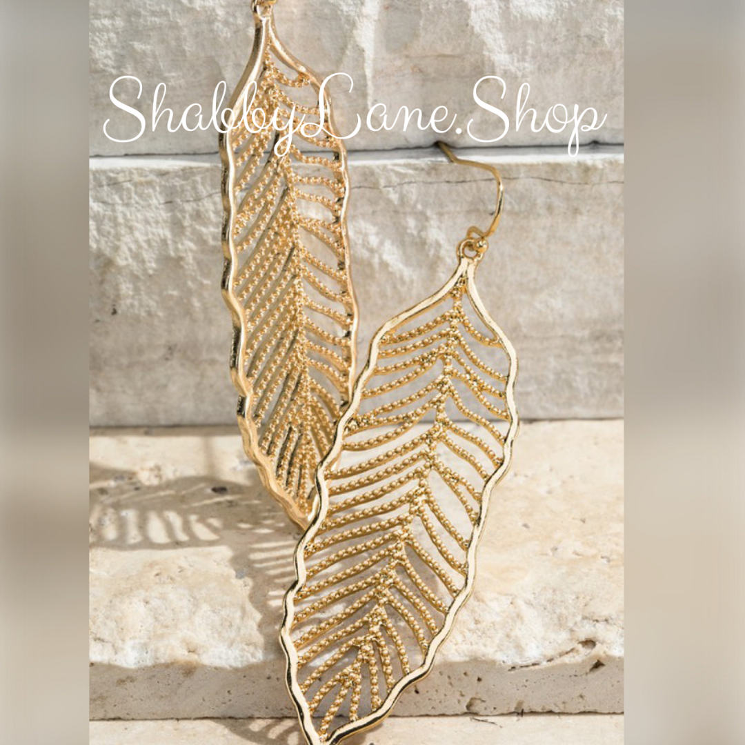 Beautiful leaf antiqued metal filigree earrings- gold Shabby Lane
