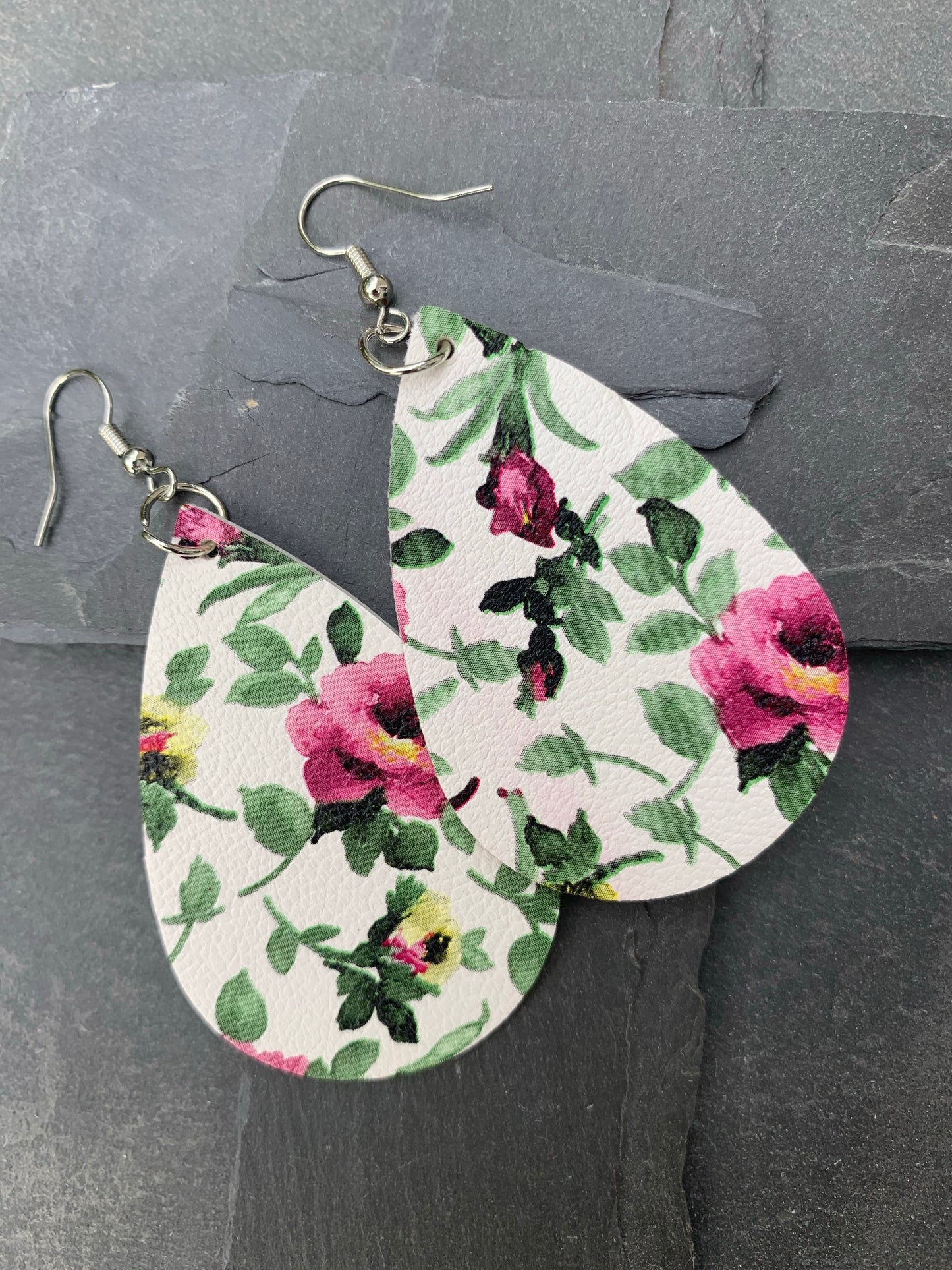 Dark pink rose floral earrings Earring Shabby Lane