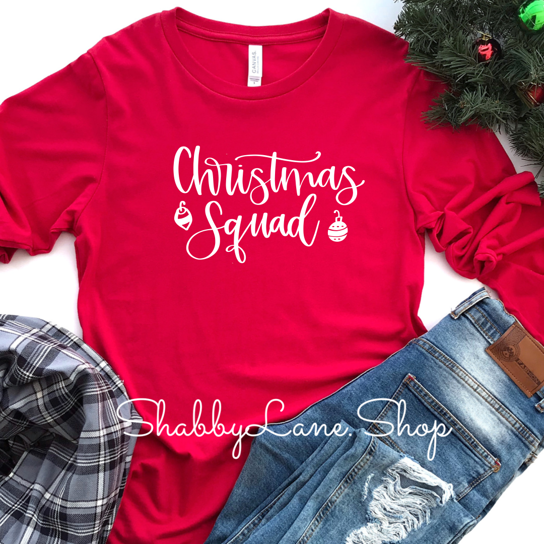Christmas Squad- red long sleeve tee Shabby Lane