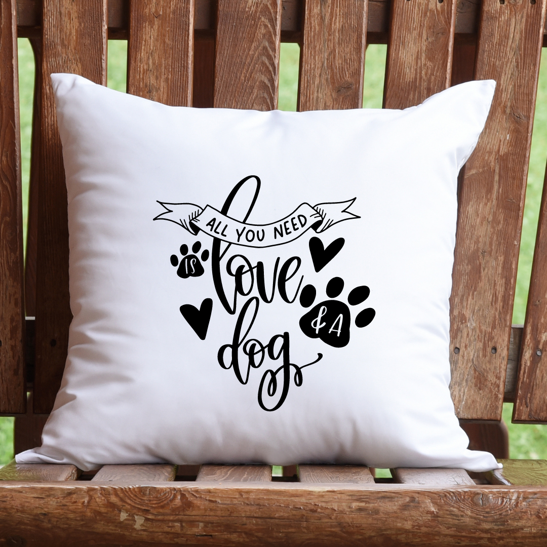 All you need is love and a dog - white pillow Shabby Lane