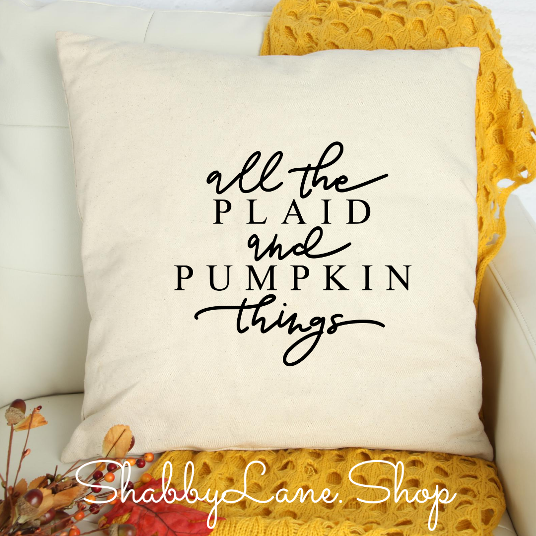 All the Plaid and pumpkins - white pillow Shabby Lane